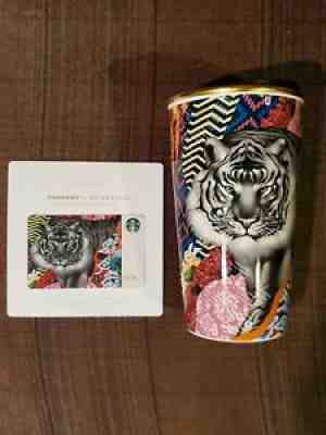 Starbucks Tristan Eaton Sumatra Tiger ceramic 12oz travel tumbler w/SKU + card