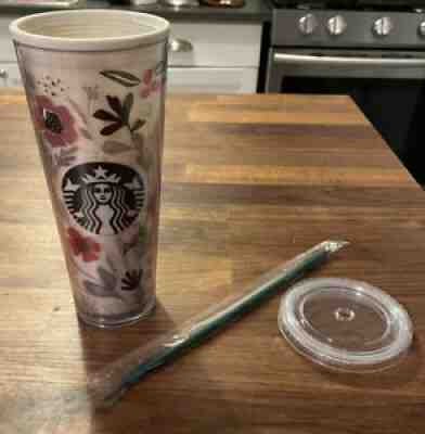 RARE 2014 Starbucks Flower Pattern Floral Harvest Venti Cold Cup Tumbler - Sold on eBay Nov 30, 2021 for $85.00