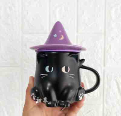Starbucks China 2021 Halloween Black Cat 12oz Mug Cup & Purple Magic Hat Lid - Sold on eBay Oct 27, 2021 for $84.99
