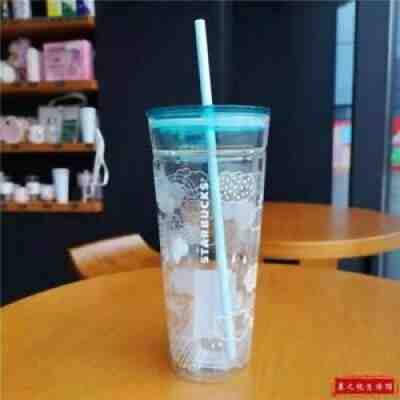 Starbucks Tumbler Korea blue cloudy Double Glass sippy Straw Cup Limited Edition - Sold on eBay Oct 26, 2021 for $79.99