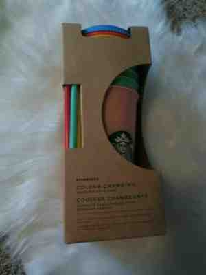 STARBUCKS COLOR CHANGING REUSABLE COLD CUP TUMBLER SET: 5 CUPS/ 5 LIDS/ 5 STRAWS - Sold on eBay Nov 17, 2021 for $79.99