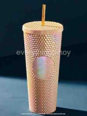 Starbucks 24oz Cold Cup CHAMPAGNE PEARL Bling Iridescent Philippines Exclusive - Sold on eBay Oct 11, 2021 for $77.00