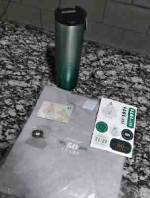 Starbucks 50th Anniversary package Tumbler, T shirt Stickers Pin and gift card! - Sold on eBay Sep 30, 2021 for $75.99
