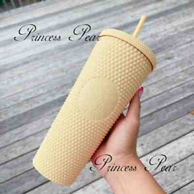 Starbucks China matte butter yellow studded tumbler straw cup 24Oz US Seller - Sold on eBay Sep 18, 2021 for $75.95