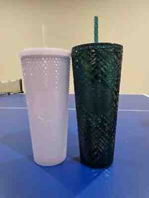 Starbucks Limited Edition Holiday Icy White and Green Jeweled Tumblr Cup 24oz - Sold on eBay Nov 18, 2021 for $75.50