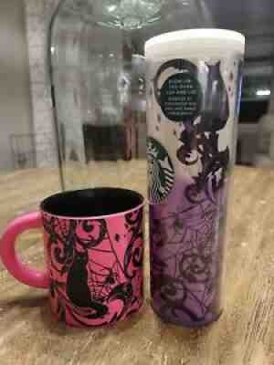 Starbucks Halloween 2021 Pink Black Cat Mug & Glow In Dark Cup & Lid Set New! - Sold on eBay Sep 30, 2021 for $75.00