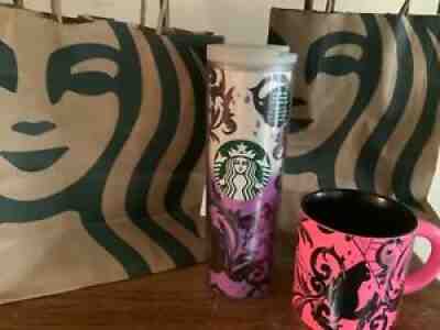 Starbucks Halloween 2021 Pink Black Cat Mug & Glow In Dark Cup & Lid Set New! - Sold on eBay Oct 09, 2021 for $75.00