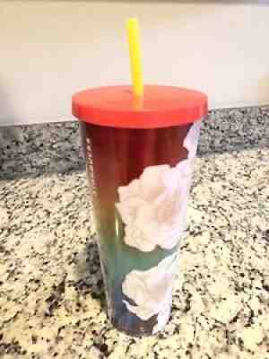 starbucks hibiscus flower tumbler venti cold 24oz all over print rare complete - Sold on eBay Dec 04, 2021 for $175.99