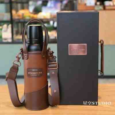 2021 Starbucks Cups Stanley Fathers Day Gift Box 13oz Thermos cups Leather Cover - Sold on eBay Dec 04, 2021 for $106.99