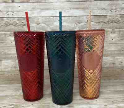 Starbucks 2021 Winter Holiday Collection Cold Cup 24oz Jeweled Tumblers Set Of 3 - Sold on eBay Dec 03, 2021 for $99.50