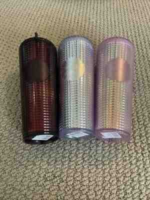 Starbucks Grid Disco Holiday 2020 Tumbler - Silver,pink & Plum - Set of 3 - Sold on eBay Dec 05, 2021 for $88.99