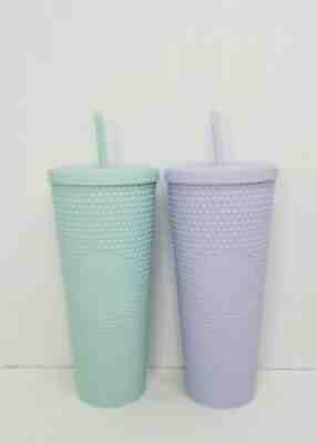[NEW] Starbucks Holiday 2021 Lilac and Mint Studded 24oz. Matte Tumbler Bundle! - Sold on eBay Dec 03, 2021 for $88.00