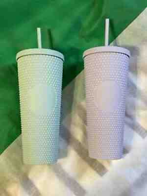 Starbucks Matte Mint & Lilac Studded Tumbler 24oz Venti Cold Cup 2021 Lot Of (2) - Sold on eBay Dec 03, 2021 for $79.99