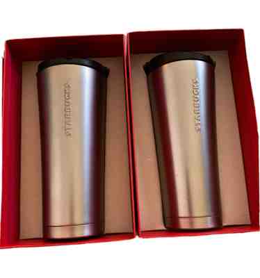 (2) 2011~RARE Starbucks 16oz Insulated Cup/Tumblers Stainless Steel NEW GIFT BOX - Sold on eBay Nov 12, 2021 for $75.00