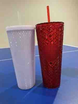 Starbucks Limited Edition Holiday Red and Icy White Rare Tumblr Cup 24oz (2) - Sold on eBay Nov 12, 2021 for $75.00