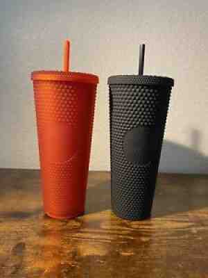 NEW Starbucks Valentine 2021 LE Matte Red & Black Studded Tumbler Cup 24oz Set - Sold on eBay Dec 03, 2021 for $75.00