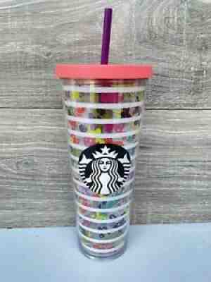 Starbucks 2017 Spring Colorful Flower Striped 24oz Venti Cold Cup Travel Tumbler - Sold on eBay Sep 24, 2021 for $74.99