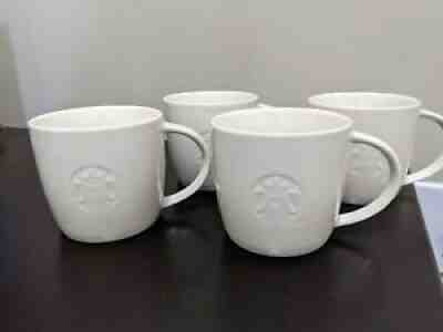 Set of 4 Starbucks White 2010 S Coffee Mug Embossed Siren Mermaid Logo 8oz Short - Sold on eBay Nov 02, 2021 for $74.99