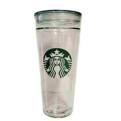 Starbucks 2016 Clear Glass 20 oz Venti Green Siren Tumbler with Lid - Sold on eBay Dec 06, 2021 for $74.99