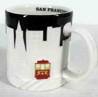 Starbucks San Francisco City Relief Coffee Mug Black White Cable Car 18 oz. 3D - Sold on eBay Dec 06, 2021 for $72.63
