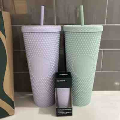 Starbucks Holiday 2021 Matte Mint Green & Lilac Studded VENTI Tumbler & Ornament - Sold on eBay Dec 06, 2021 for $99.00