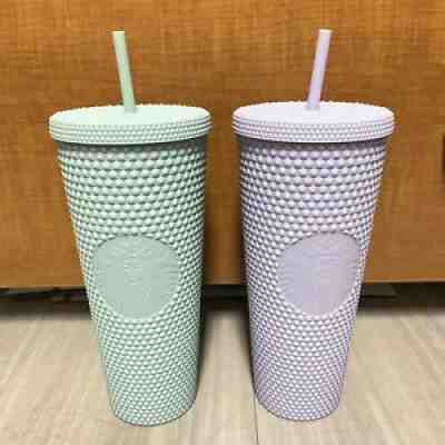 [NEW] Starbucks Holiday 2021 Lilac and Mint Studded 24oz. Matte Tumbler Bundle! - Sold on eBay Dec 06, 2021 for $84.99