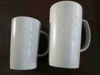 Lot of 2 Starbucks Matte White Etched Mermaid Logo Cups, 2014/15, 12/16 oz - Sold on eBay Nov 12, 2021 for $19.99