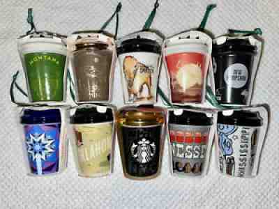 STARBUCKS Ceramic Tumbler ORNAMENTS 2015 2017 VERY RARE Dakota Montana Wyoming