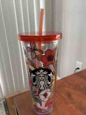 New STARBUCKS 24oz Cold Drink Cup Tumbler Red Yellow POPPY FLOWERS 24Oz. Acrylic - Sold on eBay Dec 07, 2021 for $119.99