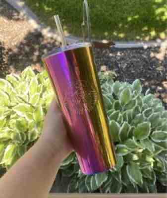NEW Starbucks RARE Iridescent Purple Rainbow Oil Slick Stainless Steel Tumbler - Sold on eBay Dec 09, 2021 for $90.00