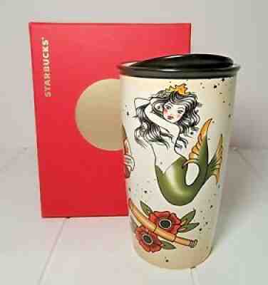 Starbucks 2015 Mermaid Sailor Tattoo Ceramic Travel Mug Tumbler for jeanette - Sold on eBay Dec 08, 2021 for $75.00