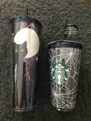 Starbucks Halloween 2021 Glow in the Dark Spider Webs & Cat Tumbler - Sold on eBay Sep 27, 2021 for $70.00