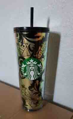 Starbucks 2021 Halloween Black Gold Foil Spider Web 24 oz. Venti Tumbler New - Sold on eBay Oct 02, 2021 for $70.00