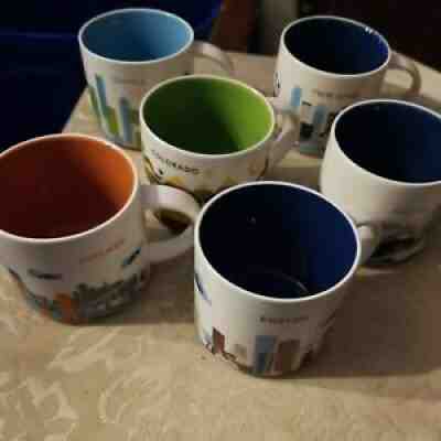 STARBUCKS YOU ARE HERE 6 Coffee MUG LOT Boston Alaska Twin Cities Seattle - Sold on eBay Nov 03, 2021 for $70.00