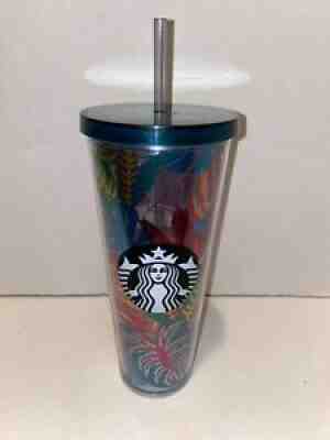 starbucks floral tumbler 24 oz with cap and straw - Sold on eBay Nov 14, 2021 for $70.00