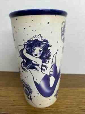 RARE 2016 Starbucks Blue Siren Sailor Mermaid Tattoo Ceramic Travel Coffee Mug - Sold on eBay Nov 19, 2021 for $70.00