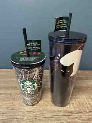 ð?? Starbucks Halloween 2021 Glow in the Dark Spider Webs and Cat Tumblers 2 Cups - Sold on eBay Sep 26, 2021 for $69.99