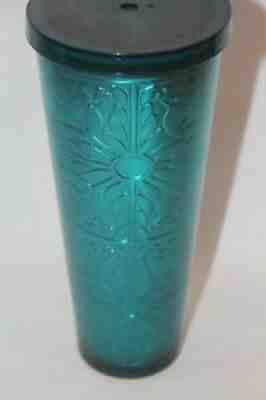 Starbucks 2017 24 Oz Tumbler Cup Embossed Tin Floral Metallic Foil Teal - RARE! - Sold on eBay Oct 28, 2021 for $69.99