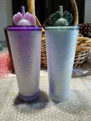 2021 STARBUCKS PURPLE/WHITE FROSTED SPIDERWEB + FROSTED MERMAID TAILS 24oz - Sold on eBay Dec 12, 2021 for $165.99