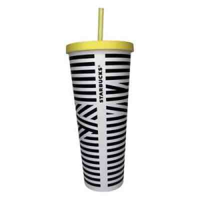 STARBUCKS Black White ZEBRA STRIPE VENTI Cold Cup TUMBLER 24oz With Straw Matte - Sold on eBay Dec 10, 2021 for $130.00