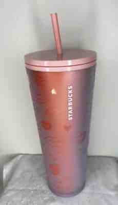 STARBUCKS 24 OZ TUMBLER New Frosted lips Heart Love Red Pink Soft Touch 2021 Nwt - Sold on eBay Dec 11, 2021 for $124.99