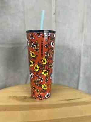 Starbucks Stainless Steel Red Yellow Poppy Flower Floral Tumbler EUC RARE 2018 - Sold on eBay Dec 11, 2021 for $118.02