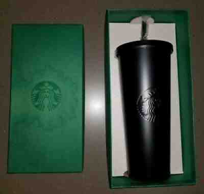 RARE!! New Starbucks MATTE BLACK STAINLESS STEEL Cold Cup Tumbler 24 oz with box - Sold on eBay Dec 11, 2021 for $110.00