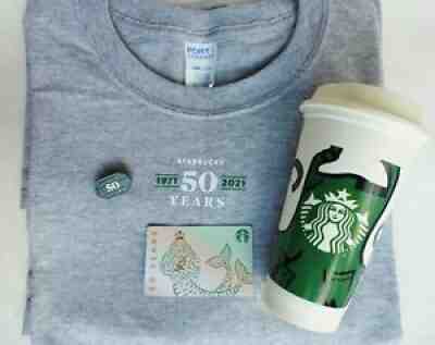 New STARBUCKS 50th Anniversary Shirt (XL), Pin, Card, Partner Cup Employee Only - Sold on eBay Dec 09, 2021 for $89.00