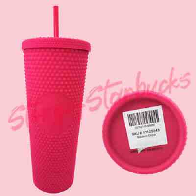 Starbucks Taiwan Diamond Matte Ruby Pink Studded Tumbler Straw 24oz cold Cup - Sold on eBay Dec 12, 2021 for $73.99