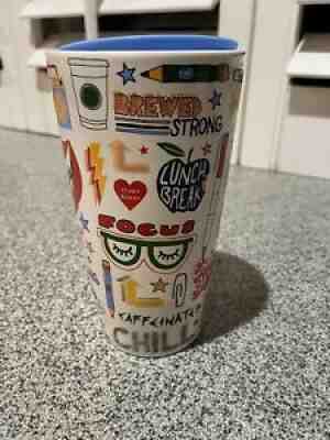 Starbucks Ceramic Tumbler Back To School Retro Teacher Graffiti Mug 12 oz. New - Sold on eBay Nov 07, 2021 for $69.99