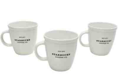 Starbucks 2001 Coffee Mug Cup Barista Abbey White Black Est 1971 Lot of 3