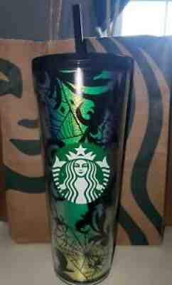 Starbucks 2021 Halloween Black Gold Foil Spider Web 24oz Venti Tumbler New - Sold on eBay Oct 24, 2021 for $69.95