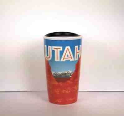 NEW Starbucks UTAH Orange Mountains Ceramic Travel Tumbler 12 Oz Cup RARE 2017