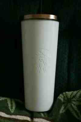 STARBUCKS RARE GOLD TOP WHITE Stainless Steel Venti Cup/Tumbler BRAND NEW !!! - Sold on eBay Dec 02, 2021 for $299.95